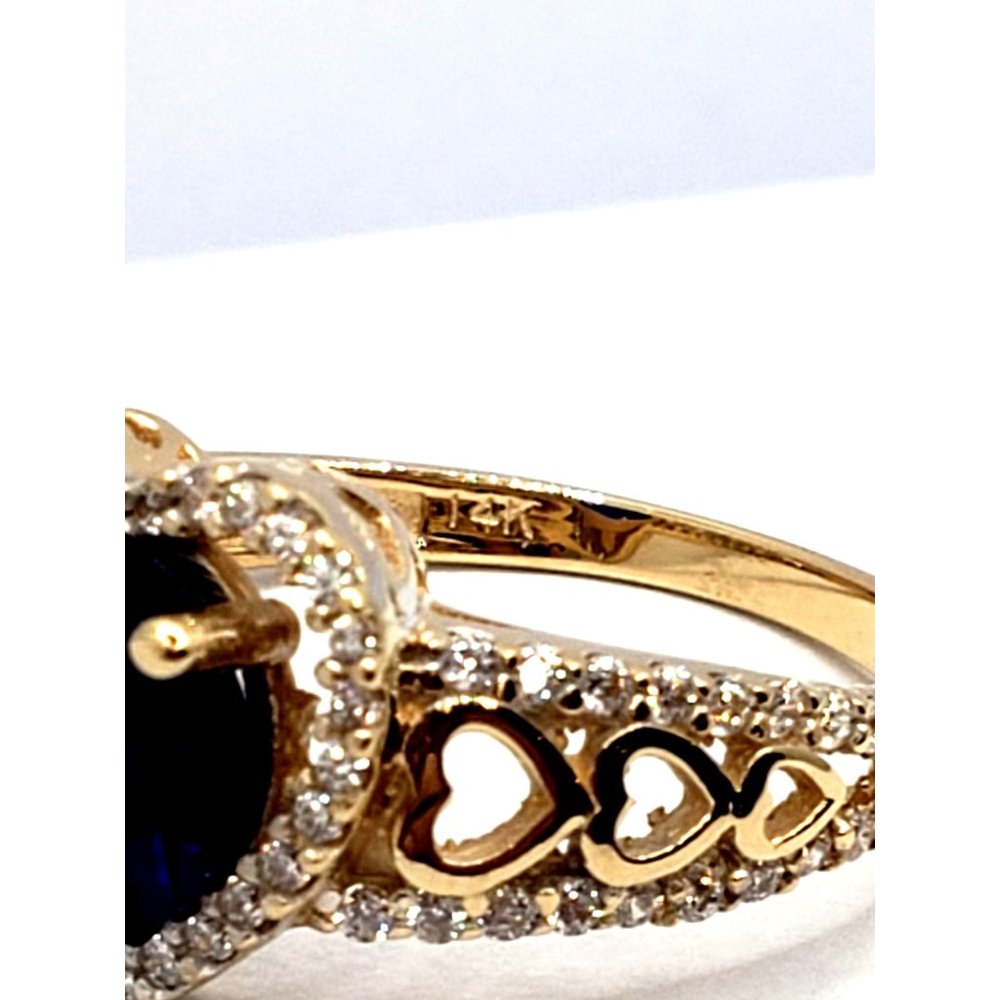 14k REAL GOLD halo ring  heart cut CZ Size 7.5 - Picture 6 of 10